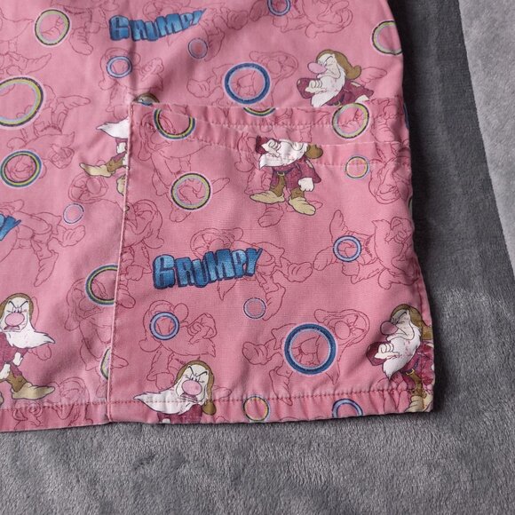 Disney Grumpy Pink Scrub Top XL Two Pockets Lightweight Uniform Top - Picture 4 of 6
